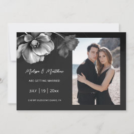 Reserve A Data Flores Prateadas Casamento Preto