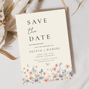 Reserve A Data Flores selvagens Beige Boho salvam a data minimali