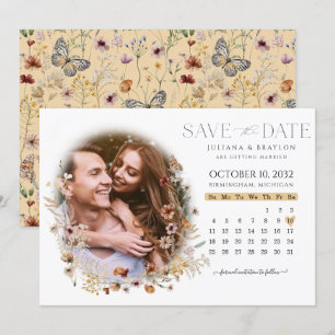Reserve A Data Flores Selvagens Calendário Floral de Aquarela e A