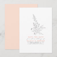Flores Selvagens desenhadas à mão Cor de Pêssego S