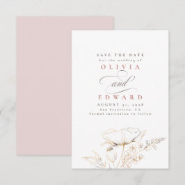 Reserve A Data Flores Selvagens, desenhadas à mão, cor-de-rosa em