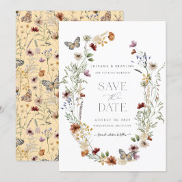 Reserve A Data Flores selvagens Elegante Aquarela Floral e Butter