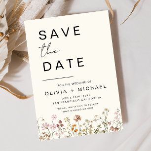 Reserve A Data Flores Selvagens Elegante Boho Salvar a Data Minim