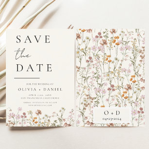Reserve A Data Flores Selvagens Elegante Boho Salvar a Data Minim