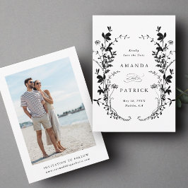 Reserve A Data Flores Selvagens Silhouette Foto de Casamento Pret