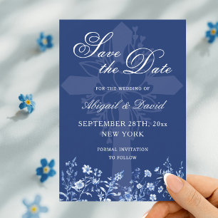 Reserve A Data Flores silvestres em azul francês no Save The Date