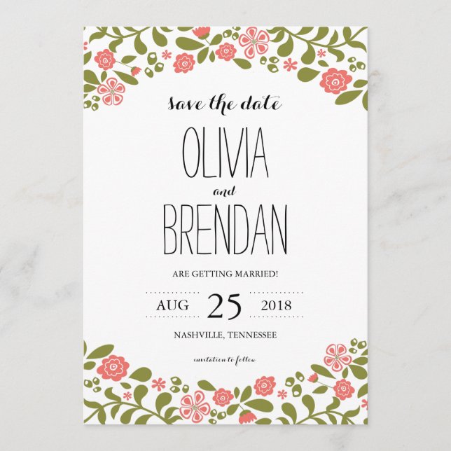 Reserve A Data Flores Silvestres em Flor | Salve a Data (Frente)