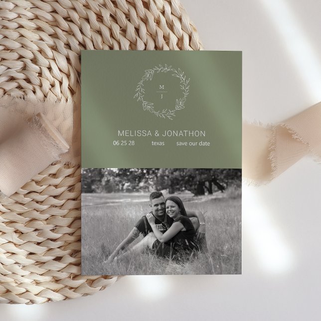 Reserve A Data Flores Verde Salvia Noiva Boho Save The Date (Criador carregado)