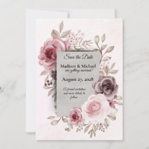 Reserve A Data Flores Vintage lindas em Casamento Rosa Pálido