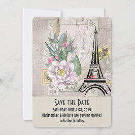 Reserve A Data Flores Vintage, Torre Eiffel e Casamento Burlap