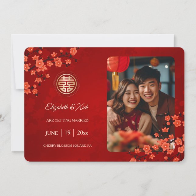 Reserve A Data Floresta Chinesa de Felicidade Dupla (Frente)