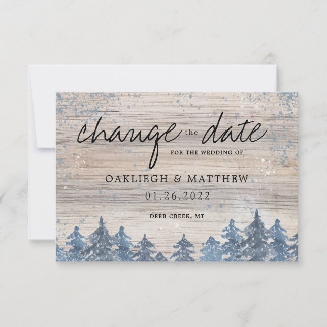 Reserve A Data Floresta de aquarela de bosque de inverno Mudar a  (Frente)