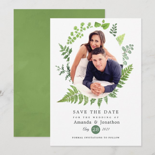 Reserve A Data Floresta Florestal Greenery Casamento (Frente/Verso)