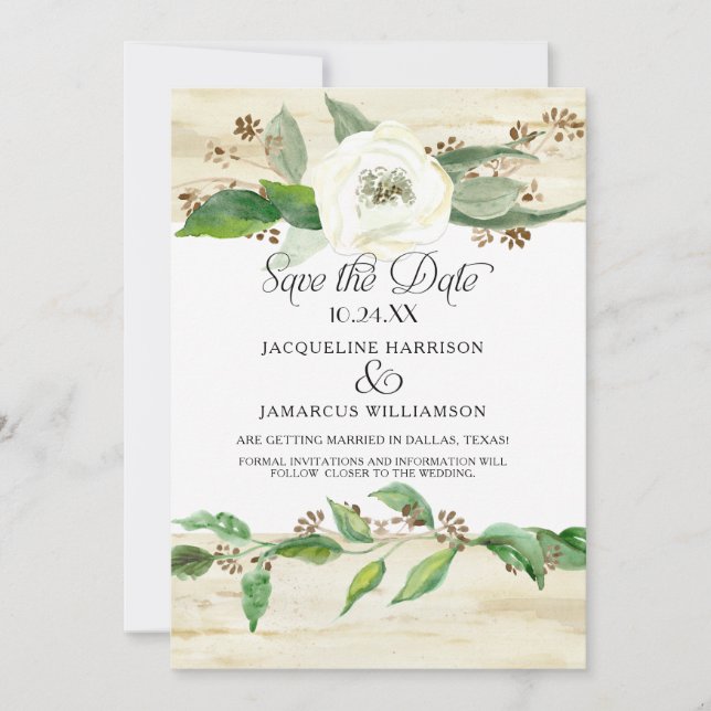 Reserve A Data Floresta Madeira Folha BOHO Foto Salvar a Data (Frente)