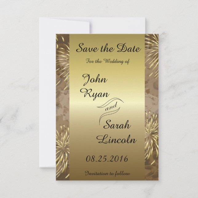 Reserve A Data Fogos de artifício de casamento de ouros (Frente)