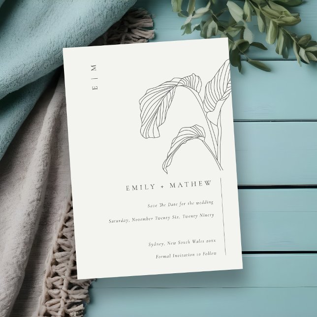 Reserve A Data Folafy Palm Sketch Casamento Negro e Branco (Criador carregado)