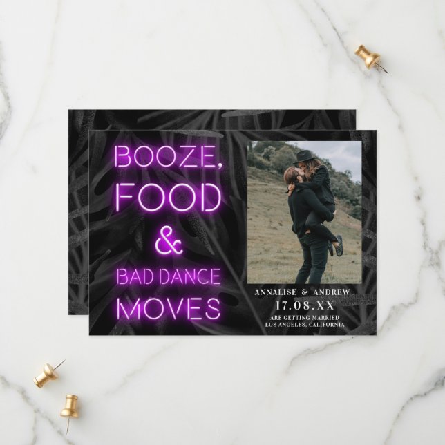 Reserve A Data Folha de palma casual neon roxa salve a foto da da (Frente/Verso In Situ)