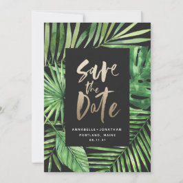 Reserve A Data Folha de palma tropical e guião dourado