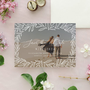 Reserve A Data Folha Mínima de Caligrafia Moderna Foto frente e v