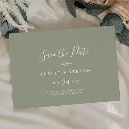 Reserve A Data Folha mínima | Sage Verde Horizontal Salvar a Data