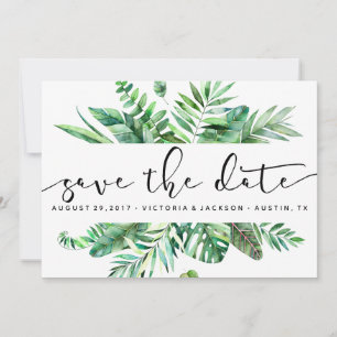 Reserve A Data Folha tropical Classy Watercolor salvar data