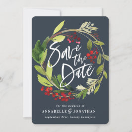 Reserve A Data folhagem botânica de inverno cor verde-água vermel