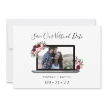 folhagem de flores de burgundy, laptop de casament