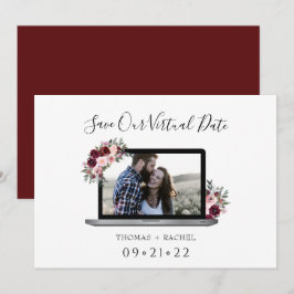 Reserve A Data folhagem de flores de burgundy, laptop de casament