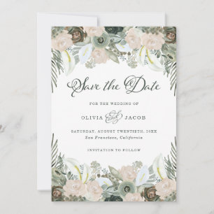 Reserve A Data Folhagem e Floral Sage Green Wedding