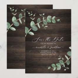 Reserve A Data folhagem Eucalyptus verde madeira rústica escura e