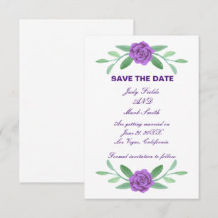 Reserve A Data Folhagem Floral Roxa Salve A Placa Data