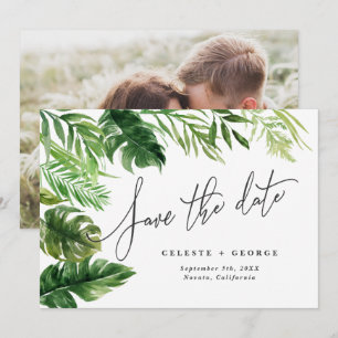 Reserve A Data Folhagem floral tropical em aquarela foto