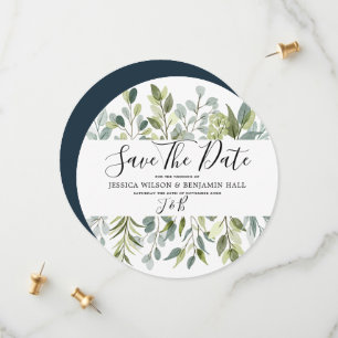 Reserve A Data Folhas de Aquarela de Verde Elegante