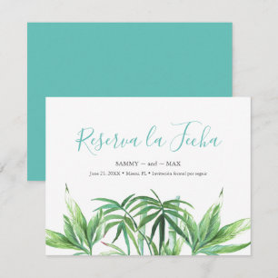 Reserve A Data Folhas de Aquarela Tropical - Save the Date