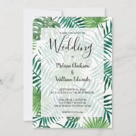 Reserve A Data Folhas de palmeira tropical de aquarela Casamento 