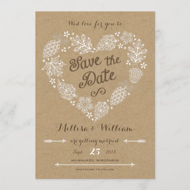 Reserve A Data Folhas de Renda - Salve a Data do Amor (Frente)