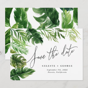 Reserve A Data Folhas florais de aquarela tropical salvar a data