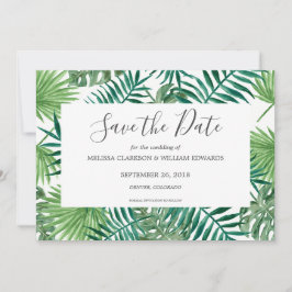 Reserve A Data Folhas tropicais de aquarela Casamento Salvar a Da