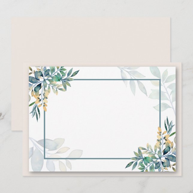 Reserve A Data Folhas Verdes Personalizadas em Branco (Frente/Verso)
