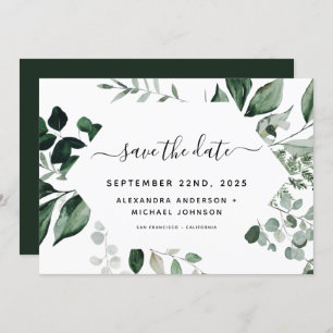 Reserve A Data Foliage Foliage Botânica Watercolor Casamento Salv