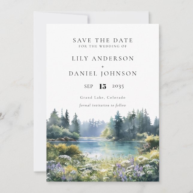Reserve A Data Forest Lakeside Wildflowers Floral Wedding (Frente)