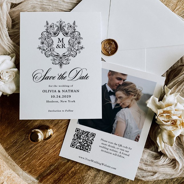 Reserve A Data Formal Antique Crest | Photo and QR Code (Criador carregado)