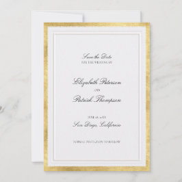 Reserve A Data Formal Modern Classic Elevated Gold Pearl Wedding