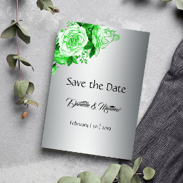 Reserve A Data Formas de Rosas de Aquarela Verde Casamento Pratea