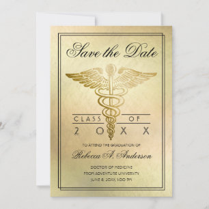 Reserve A Data Formatura Doutor Caduceu Dourado Elegante