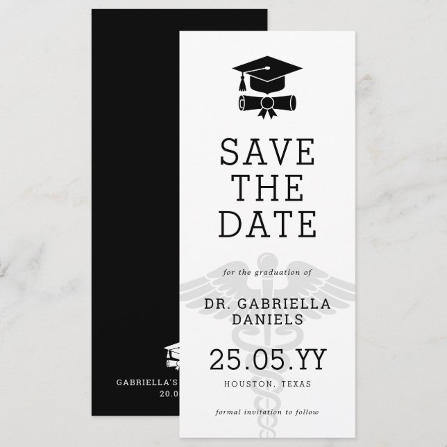 Reserve A Data Formatura personalizada de médico moderno na facul (Frente/Verso)