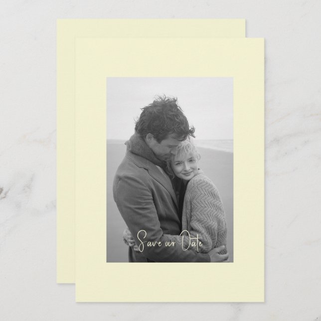 Reserve A Data Foto Amarelo de Simplicidade Moderna B/W (Frente/Verso)