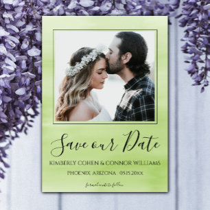 Reserve A Data Foto Aquarela Save the Date   Verde