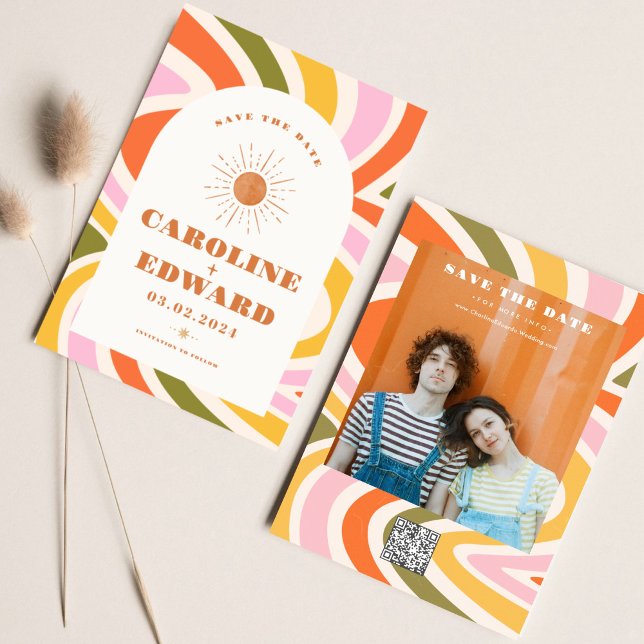 Reserve A Data Foto Arco-íris Ondulado Groovy Salve a Data Código (Criador carregado)