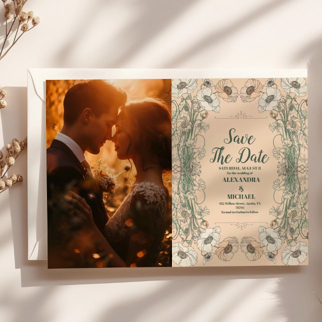 Reserve A Data Foto Arte Floral Art Nouveau Casamento (Criador carregado)